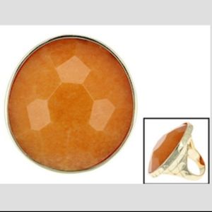 Orange Quartzite 18k Yellow Gold/Bronze Ring Size5
